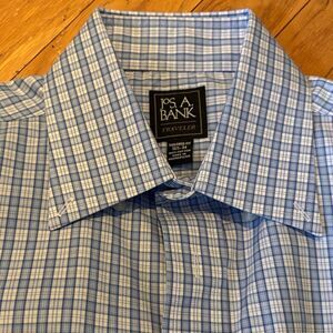 Jos. A. Bank Men's Blue Checkered Dress Shirt